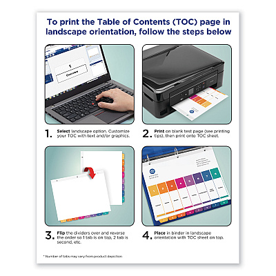 Avery Customizable TOC Ready Index Multicolor Tab Dividers, Uncollated, 10-Tab, 1 to 10, 11 x 8.5, White, 24 Sets (AVE11169)