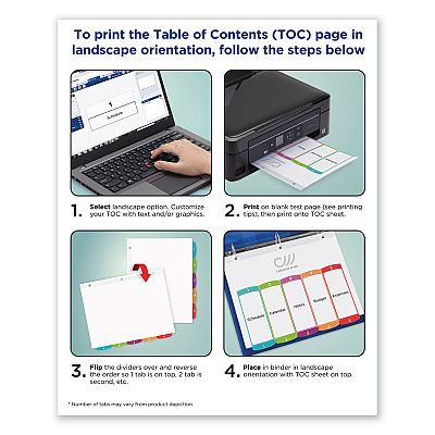Avery Customizable TOC Ready Index Multicolor Tab Dividers, 26-Tab, A to Z, 11 x 8.5, White, Contemporary Color Tabs, 1 Set (AVE11844)