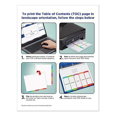 Avery Customizable TOC Ready Index Multicolor Tab Dividers, 31-Tab, 1 to 31, 11 x 8.5, White, Contemporary Color Tabs, 1 Set (AVE11846)