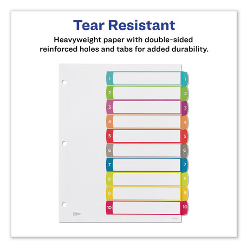 Avery Customizable TOC Ready Index Multicolor Dividers, 1-10, Letter (11842)