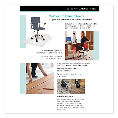 ES Robbins EverLife Chair Mat for Hard Floors, Heavy Use, Rectangular with Lip, 36 x 48, Clear (ESR131115)