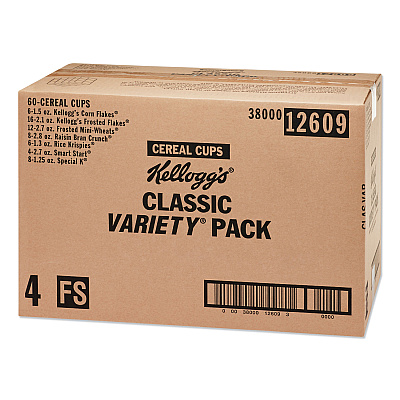 Kellogg's Breakfast Cereal - Single Serve, Classic Assortment, 2.1 oz Cup, 60/Carton (KEB12609)