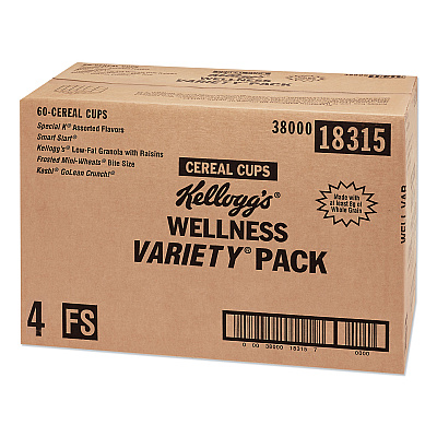 Kellogg's Breakfast Cereal - Single Serve, Classic Wellness Assortment, 2.2 oz Cup, 60/Carton (KEB5X0404)