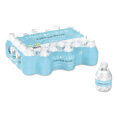 True Clear Purified Bottled Water, 8 oz Bottle, 24 Bottles/Carton (TCL8OZ24CT)