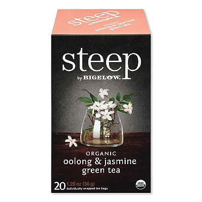 Bigelow Steep Tea, Oolong and Jasmine Green, 0.06 oz Tea Bag, 20/Box (BTCRCB17714)