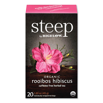 Bigelow Steep Tea, Rooibos Hibiscus Herbal Tea, 0.08 oz Tea Bag, 20/Box (BTCRCB17713)