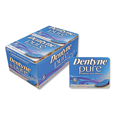 Dentyne Pure Sugar-Free Gum, Mint With Herbal Accents, 9 Pieces/Pack, 10 Packs/Box (CDBAMC30800)