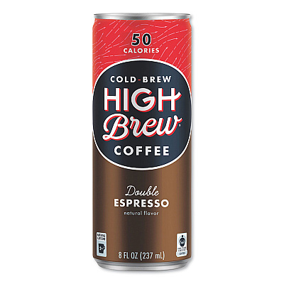 HIGH Brew Coffee Cold Brew Coffee + Protein, Double Expresso, 8 oz Can, 12/Pack (HIH00500)