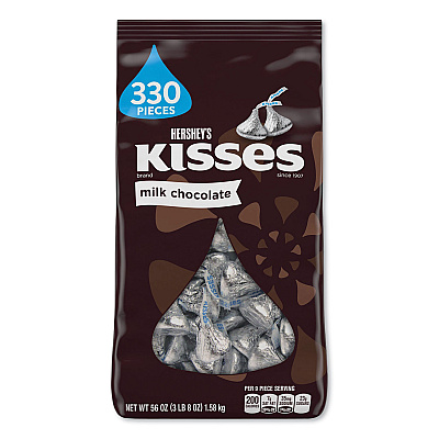 Hershey's KISSES, Milk Chocolate, Silver Wrappers, 56 oz Bag (HRS12295)