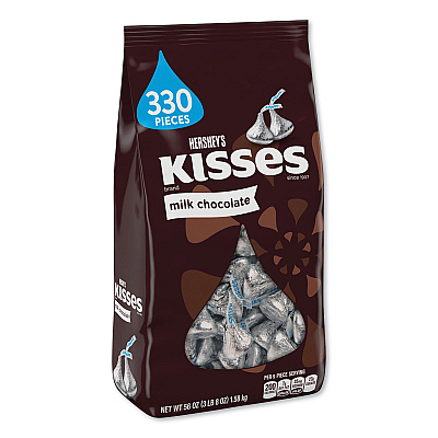 Hershey's KISSES, Milk Chocolate, Silver Wrappers, 56 oz Bag (HRS12295)
