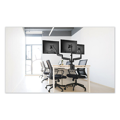 Alera AdaptivErgo Triple Arm with USB for 32" Monitors, 360 deg Rotation, +90/-90 deg Tilt, 90 deg Pan, Black, Supports 15.4 lb (ALEAEMA3H)