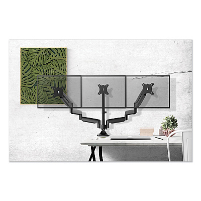 Alera AdaptivErgo Triple Arm with USB for 32" Monitors, 360 deg Rotation, +90/-90 deg Tilt, 90 deg Pan, Black, Supports 15.4 lb (ALEAEMA3H)