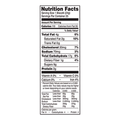 Nonni's Biscotti, Dark Chocolate Almond, 0.85 oz Individually Wrapped, 25/Pack (NONNSD97651)