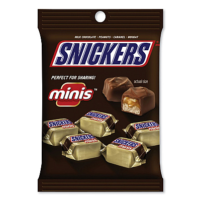 Snickers Minis Size Chocolate Bars, Milk Chocolate, 4.4 oz Pack, 12 Packs/Carton (SNIMMM01502)
