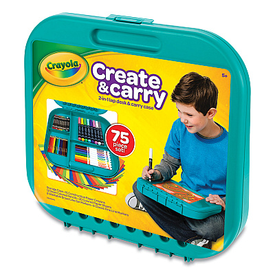 Crayola Create N' Carry Case, Combo Art Storage Case and Lap Desk, 75 Pieces (CYO046814)