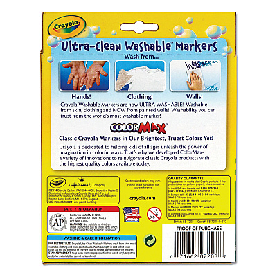 Crayola Ultra-Clean Washable Markers, Fine/Broad Wedge/Chisel Tips, Assorted Colors, 8/Box (CYO587208)