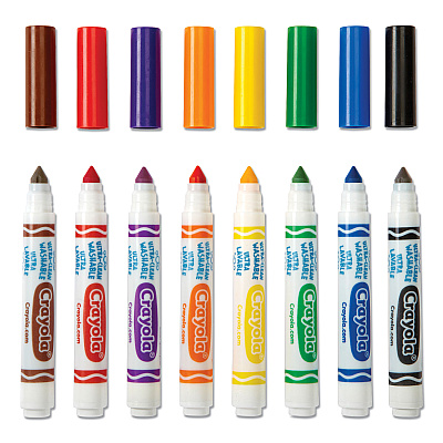 Crayola Ultra-Clean Washable Markers, Fine/Broad Wedge/Chisel Tips, Assorted Colors, 8/Box (CYO587208)