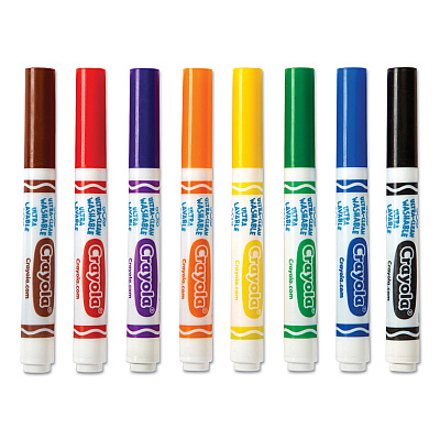 Crayola Ultra-Clean Washable Markers, Fine/Broad Wedge/Chisel Tips, Assorted Colors, 8/Box (CYO587208)