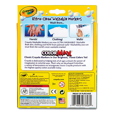 Crayola Ultra-Clean Washable Markers, Fine/Broad Wedge/Chisel Tips, Assorted Colors, 8/Box (CYO587208)
