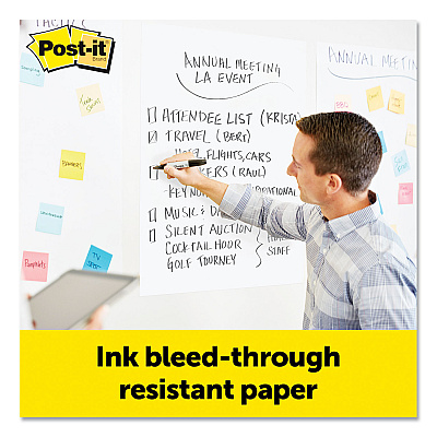 Post-it Easel Pads Super Sticky Vertical-Orientation Self-Stick Easel Pads, Unruled, 25 x 30, White, 30 Sheets, 8/Pack (MMM559VAD8PK)