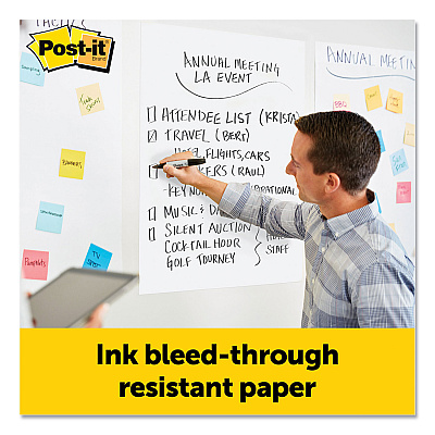 Post-it Easel Pads Super Sticky Vertical-Orientation Self-Stick Easel Pads, Unruled, 25 x 30, White, 30 Sheets, 3/Pack (MMM559VAD203PK)