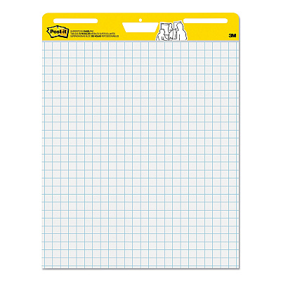 Post-it Easel Pads Super Sticky Vertical-Orientation Self-Stick Easel Pads, Quadrille Rule (1 sq/in), 25 x 30, White, 30 Sheets, 6/Pack (MMM560VAD6PK)