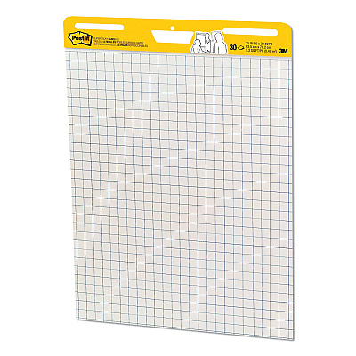 Post-it Easel Pads Super Sticky Vertical-Orientation Self-Stick Easel Pads, Quadrille Rule (1 sq/in), 25 x 30, White, 30 Sheets, 6/Pack (MMM560VAD6PK)