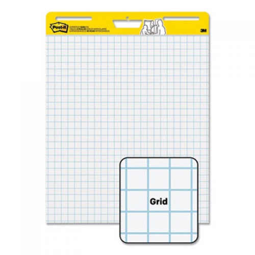 Post-it Easel Pads Super Sticky Vertical-Orientation Self-Stick Easel Pads, Quadrille Rule (1 sq/in), 25 x 30, White, 30 Sheets, 6/Pack (560VAD6PK)