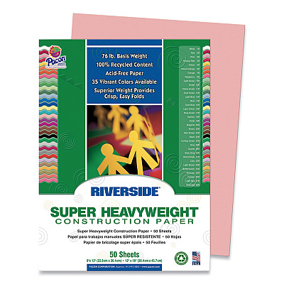 Pacon Riverside Construction Paper, 76 lb Text Weight, 9 x 12, Salmon, 50/Pack (RIV03970)