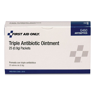 First Aid Only Triple Antibiotic Ointment, 0.03 oz Packet, 25/Box (FAOG460)