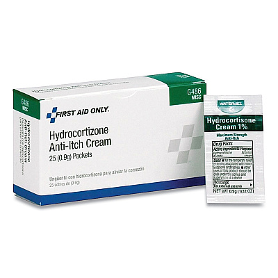 First Aid Only Hydrocortisone Anti-Itch Cream, 0.03 oz Packet, 25/Box (FAOG486)