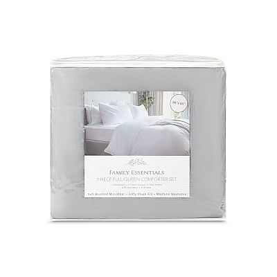 Family Essentials Bed In Bag 7pc - Queen - Grey, 7 Piece Set (P-BIAB-FQ-GY)