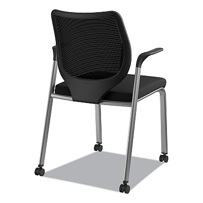 HON Nucleus Series Multipurpose Stacking Chair with ilira-Stretch M4 Back, Supports Up to 300 lb, Black Seat/Back, Platinum Base (HONN606HCU10T1)