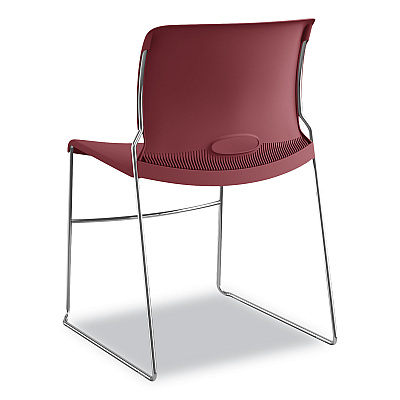 HON Olson Stacker High Density Chair, Supports 300 lb, 17.75" Seat Height, Mulberry Seat, Mulberry Back, Chrome Base, 4/Carton (HON4041MB)