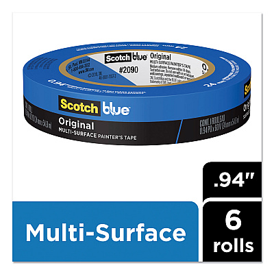 ScotchBlue Original Multi-Surface Painter's Tape, 3" Core, 0.94" x 60 yds, Blue, 6/Pack (MMM209024EVP)