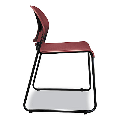 HON GuestStacker High Density Chairs, Supports 300 lb, 17.5" Seat Height, Mulberry Seat, Mulberry Back, Black Base, 4/Carton (HON4031MBT)