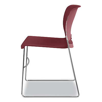 HON Olson Stacker High Density Chair, Supports 300 lb, 17.75" Seat Height, Mulberry Seat, Mulberry Back, Chrome Base, 4/Carton (HON4041MB)