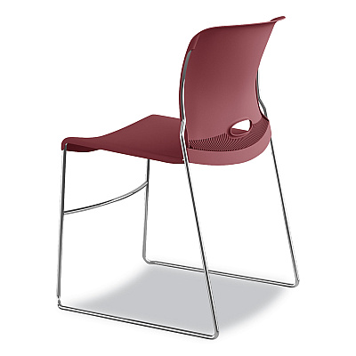 HON Olson Stacker High Density Chair, Supports 300 lb, 17.75" Seat Height, Mulberry Seat, Mulberry Back, Chrome Base, 4/Carton (HON4041MB)