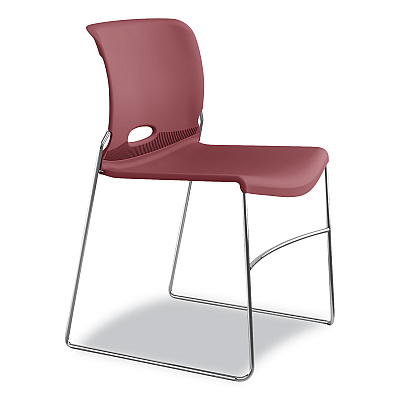 HON Olson Stacker High Density Chair, Supports 300 lb, 17.75" Seat Height, Mulberry Seat, Mulberry Back, Chrome Base, 4/Carton (HON4041MB)