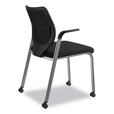 HON Nucleus Series Multipurpose Stacking Chair with ilira-Stretch M4 Back, Supports Up to 300 lb, Black Seat/Back, Platinum Base (HONN606HCU10T1)