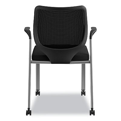 HON Nucleus Series Multipurpose Stacking Chair with ilira-Stretch M4 Back, Supports Up to 300 lb, Black Seat/Back, Platinum Base (HONN606HCU10T1)