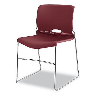 HON Olson Stacker High Density Chair, Supports 300 lb, 17.75" Seat Height, Mulberry Seat, Mulberry Back, Chrome Base, 4/Carton (HON4041MB)