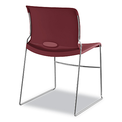 HON Olson Stacker High Density Chair, Supports 300 lb, 17.75" Seat Height, Mulberry Seat, Mulberry Back, Chrome Base, 4/Carton (HON4041MB)