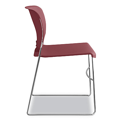 HON Olson Stacker High Density Chair, Supports 300 lb, 17.75" Seat Height, Mulberry Seat, Mulberry Back, Chrome Base, 4/Carton (HON4041MB)