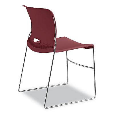 HON Olson Stacker High Density Chair, Supports 300 lb, 17.75" Seat Height, Mulberry Seat, Mulberry Back, Chrome Base, 4/Carton (HON4041MB)