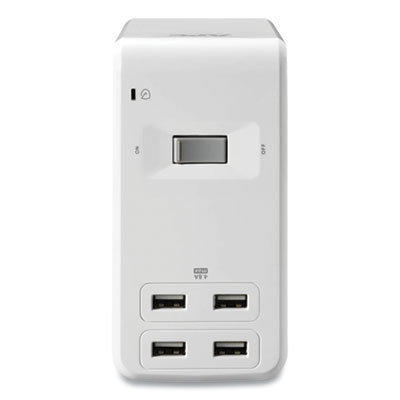 APC Essential SurgeArrest Surge Protector, Bridge Design, 6 AC Outlets/4 USB Ports, 6 ft Cord, 1,080 J, White (PE6U4W)