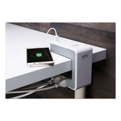 APC Essential SurgeArrest Surge Protector, Bridge Design, 6 AC Outlets/4 USB Ports, 6 ft Cord, 1,080 J, White (PE6U4W)