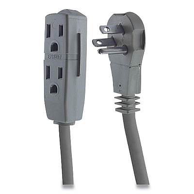 GE Power Strip, 3 Outlets, 15 ft Cord, Gray (GEL43018)