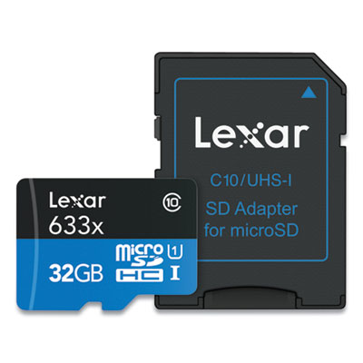 Lexar microSDHC Memory Card with SD Adapter, UHS-I U1 Class 10, 32 GB (LXRLMI32GBNL633)