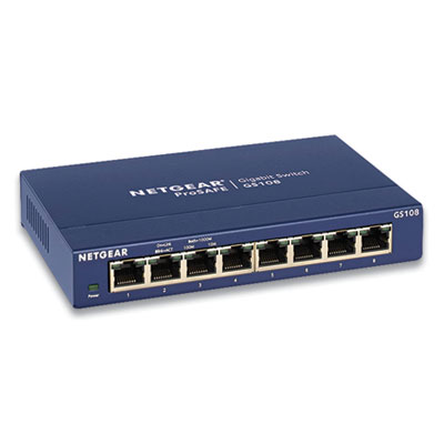 Netgear Unmanaged Gigabit Ethernet Switch, 16 Gbps Bandwidth, 192 KB Buffer, 8 Ports (GS108400NAS)